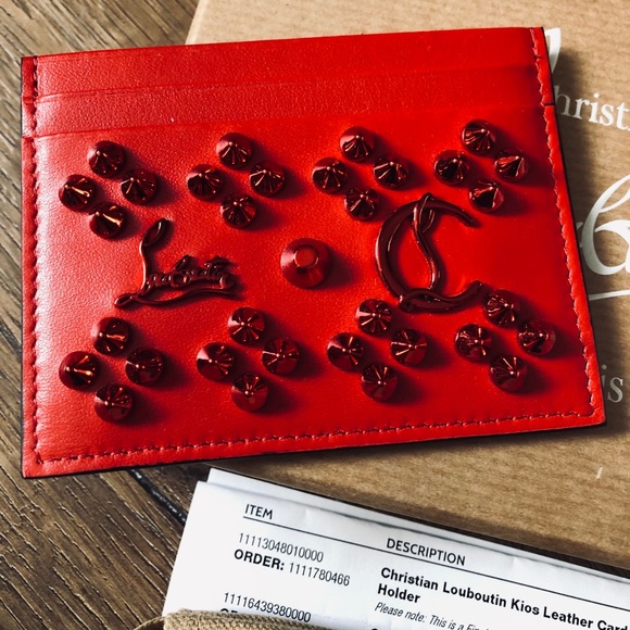 LOUBOUTIN-AUTHENTIC NWT Red Leather Card Holder - Picture 2 of 12